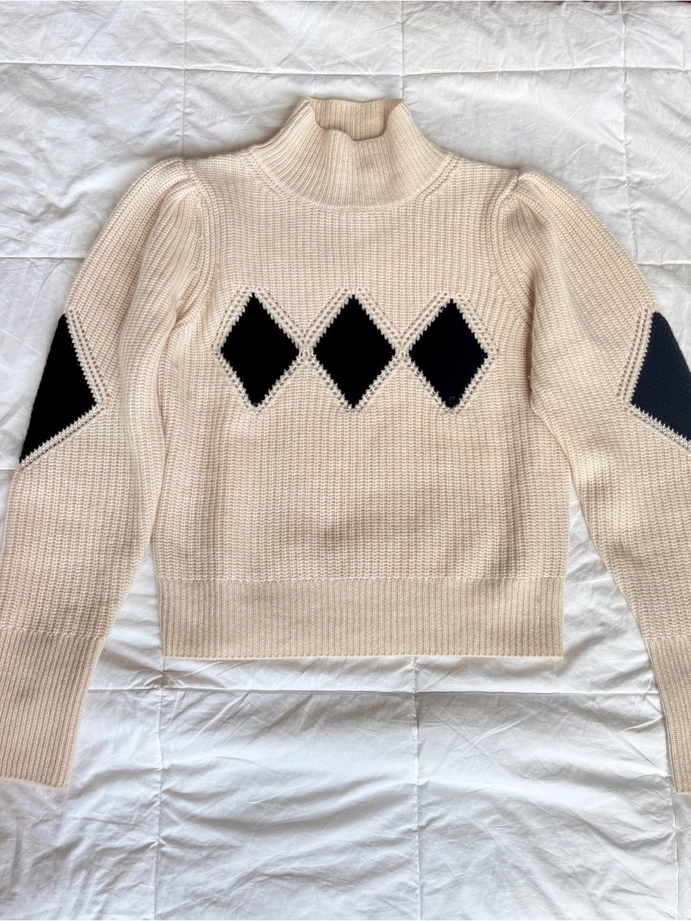 Reformation x Shrimps Diamond Turtleneck Cashmere Cream & Black Sweater - Large - Picture 11 of 11